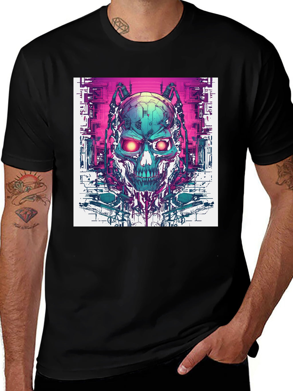 Cyber Skull T-Shirt - Futuristic Design