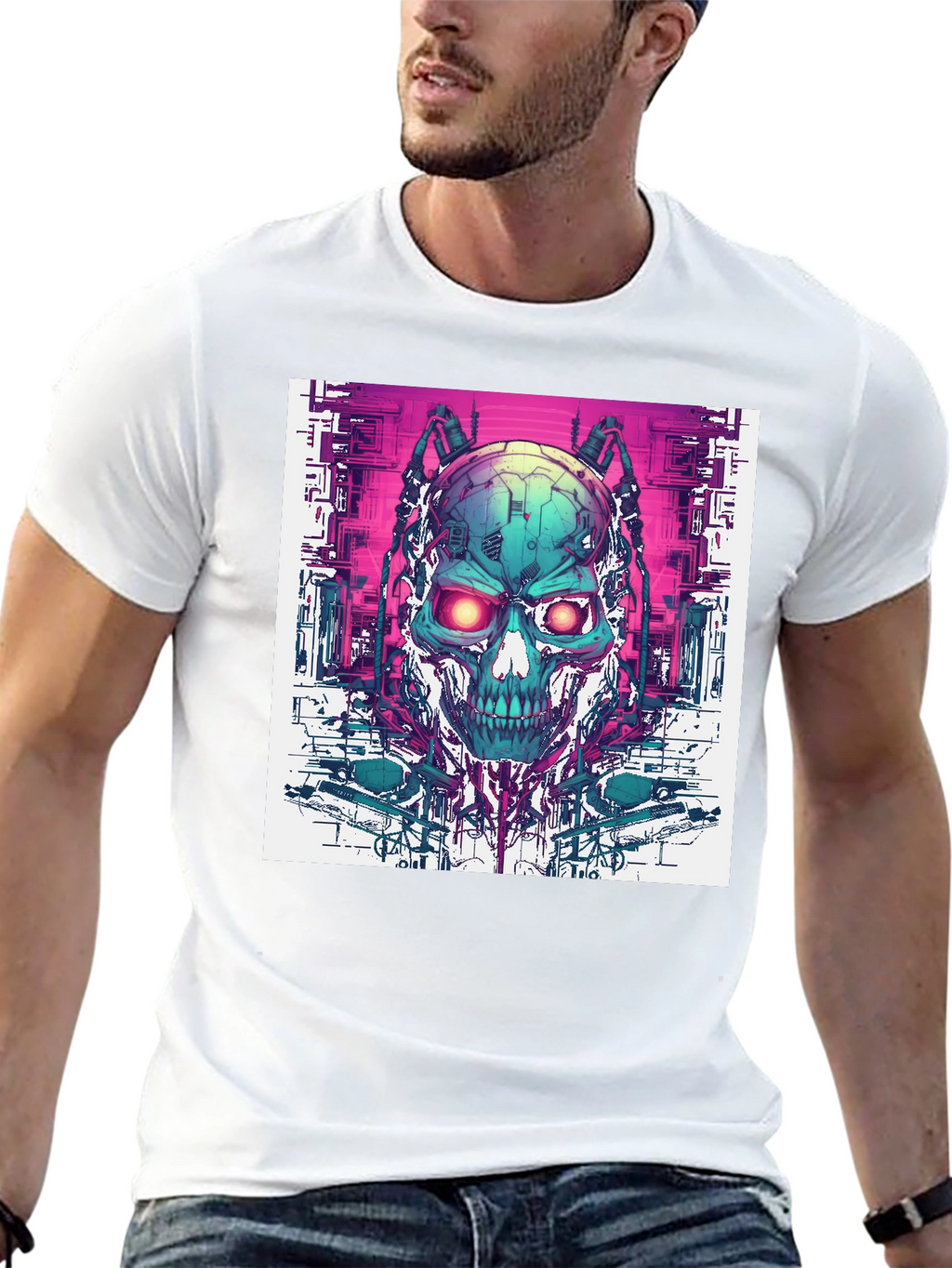 Cyber Skull T-Shirt - Futuristic Design
