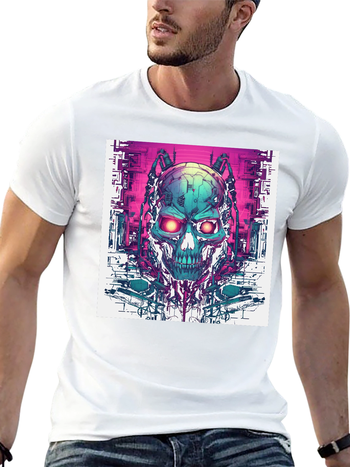 Cyber Skull T-Shirt - Futuristic Design