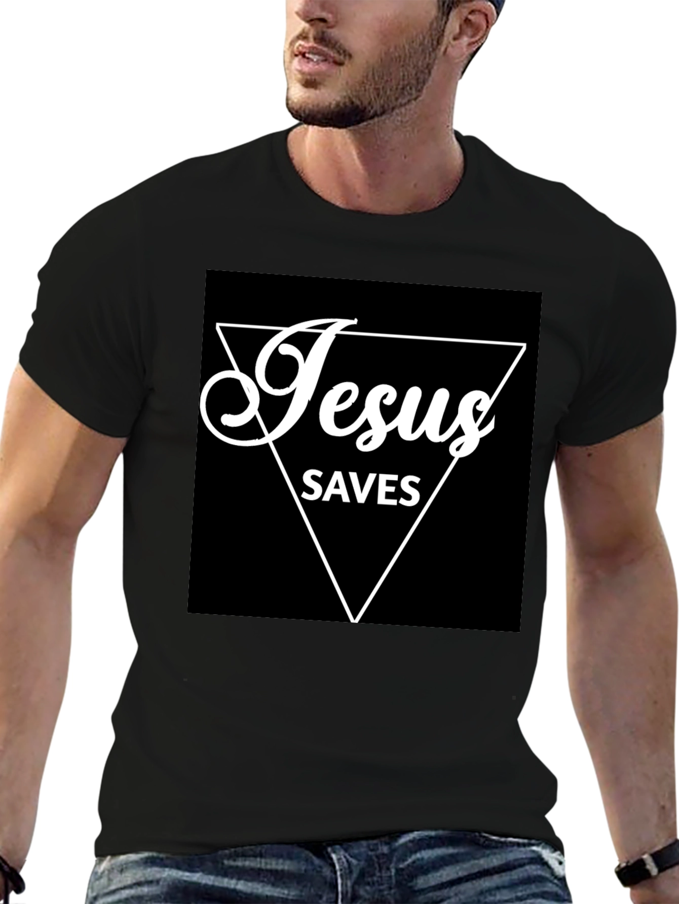 Jesus Saves Graphic T-Shirt - Black
