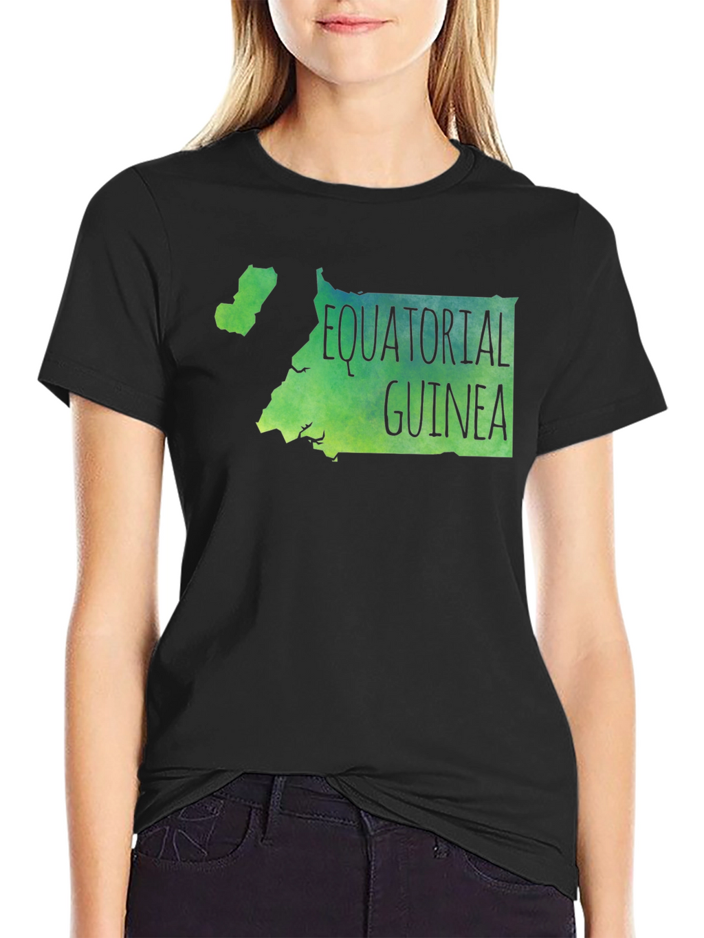 Equatorial Guinea Map T-Shirt - Black