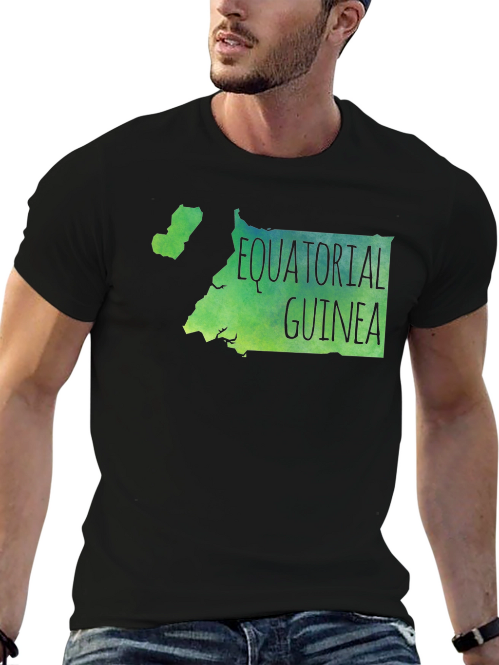 Equatorial Guinea Map T-Shirt - Black