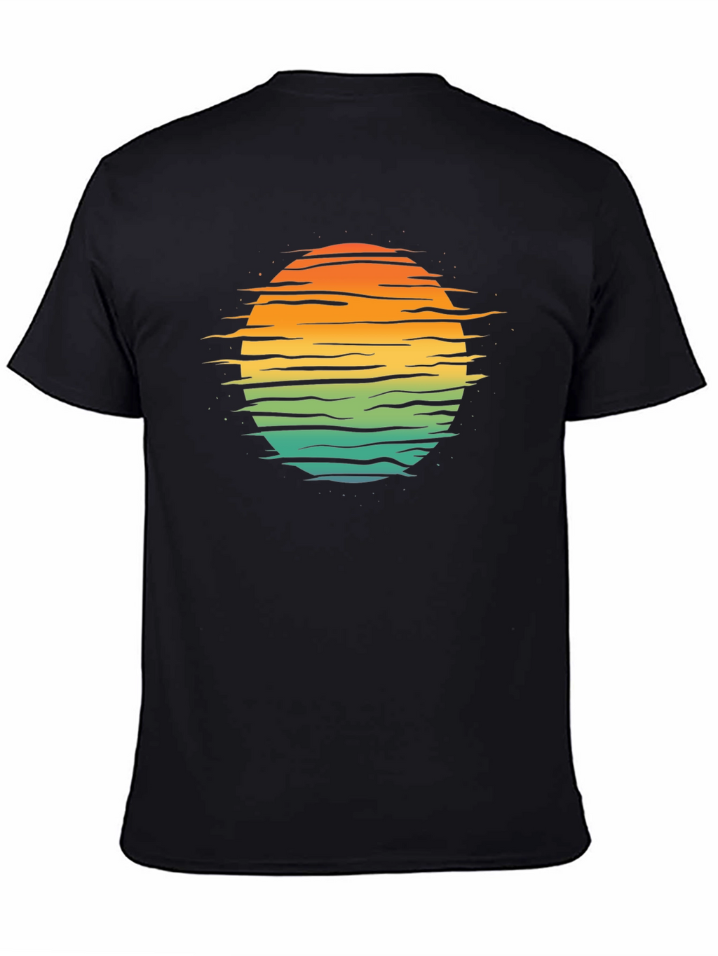 Retro Sunset Horizon T-Shirt - Black