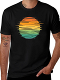 Retro Sunset Horizon T-Shirt - Black
