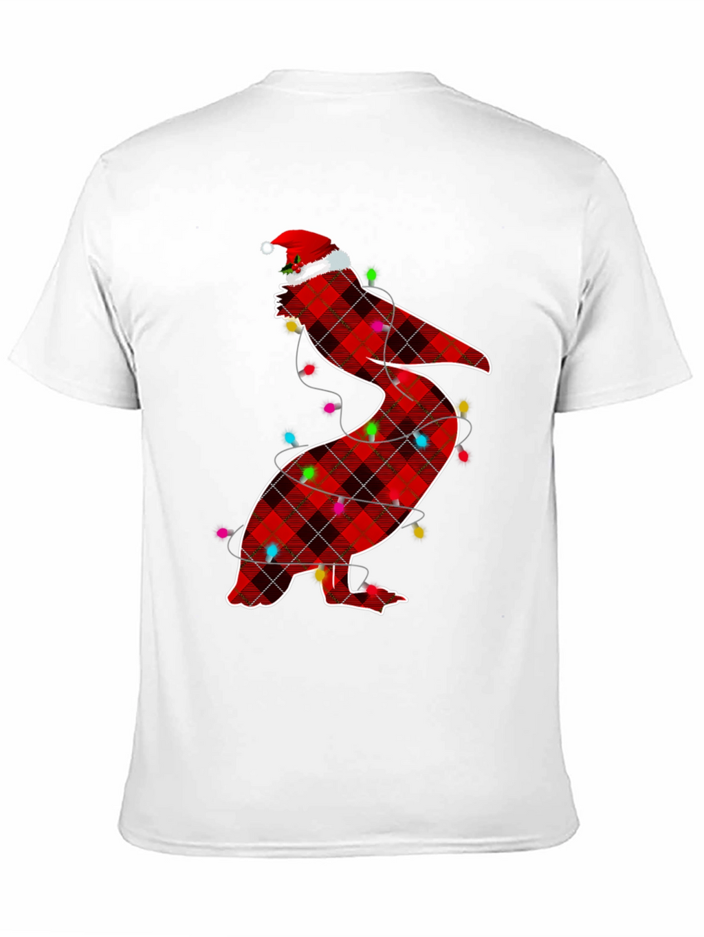 Christmas Pelican Plaid Santa Hat T-Shirt