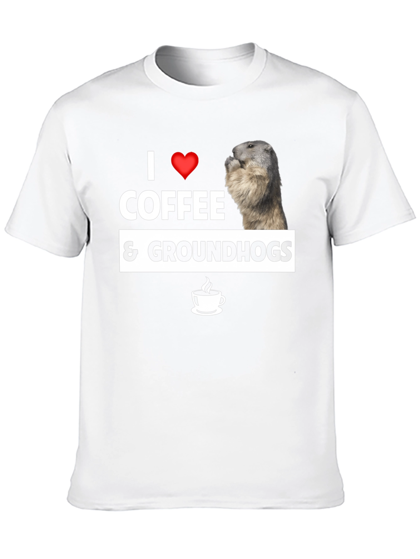I Love Coffee & Groundhogs Black Graphic Tee