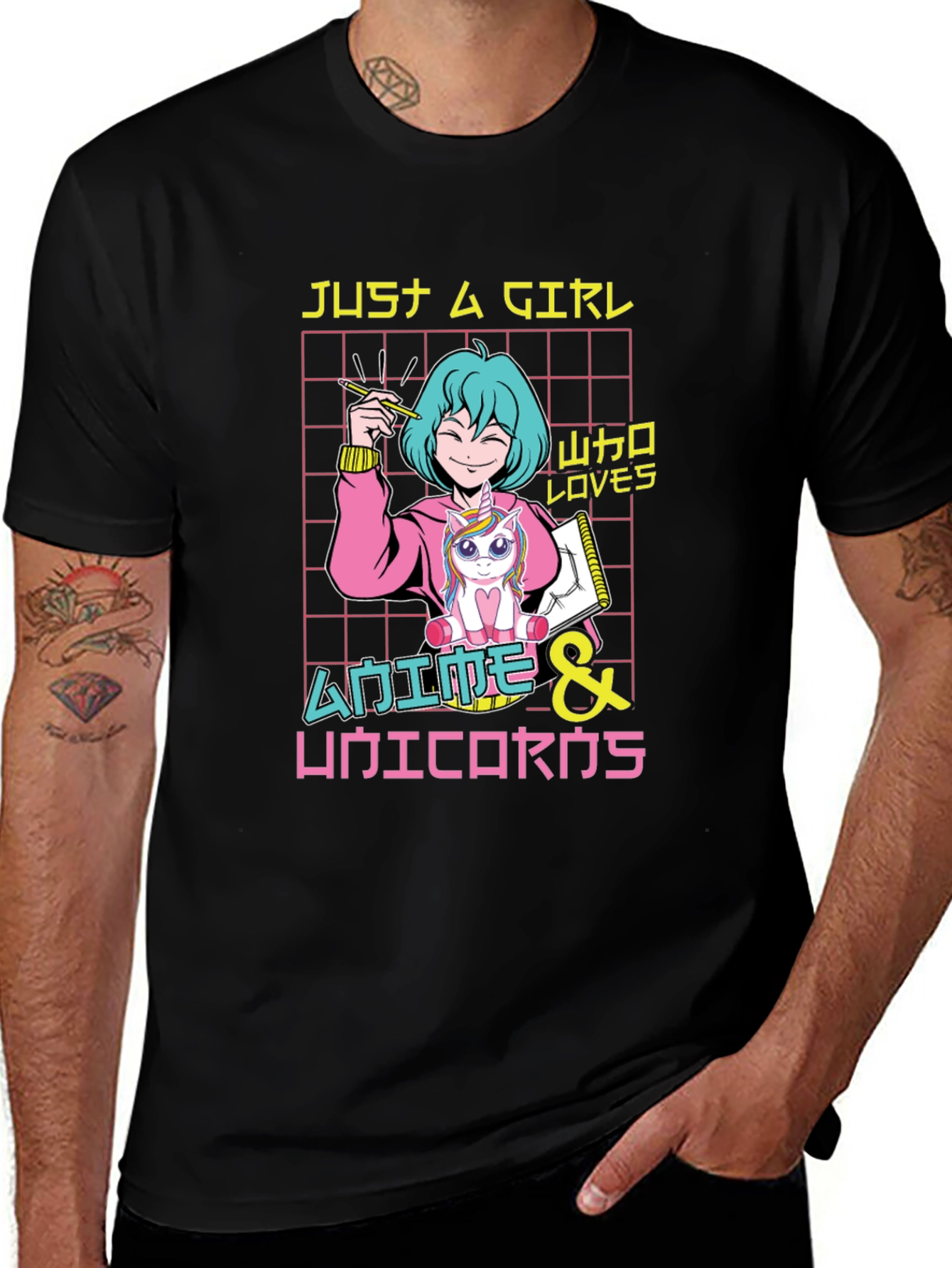 Anime & Unicorns Graphic T-Shirt - Just a Girl Who Loves Anime