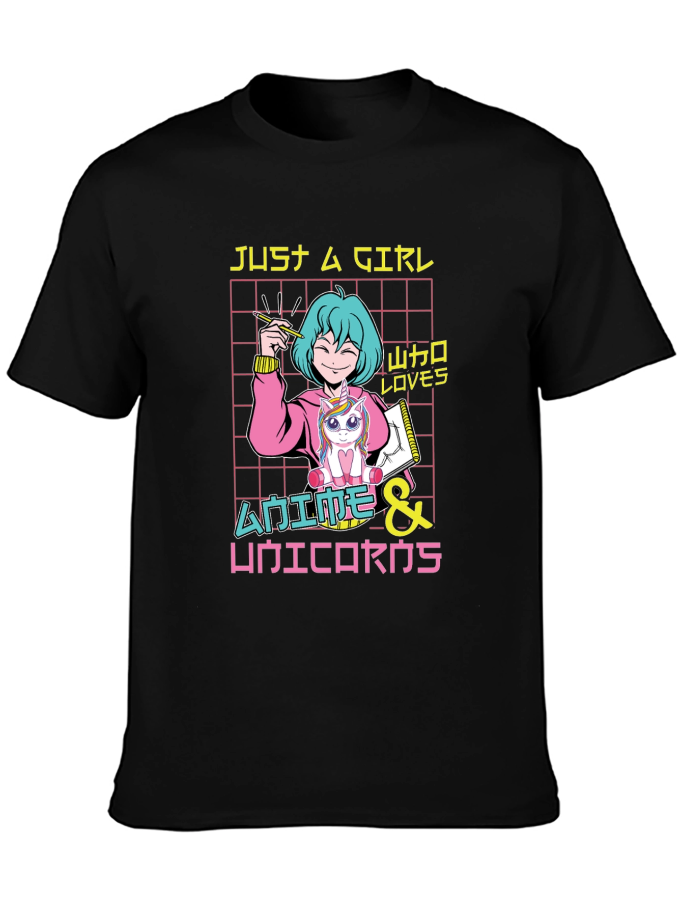 Anime & Unicorns Graphic T-Shirt - Just a Girl Who Loves Anime
