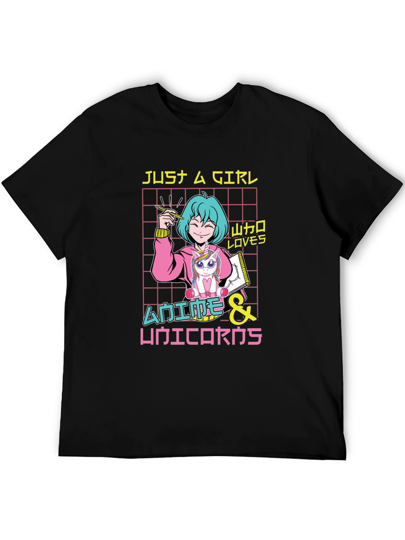 Anime & Unicorns Graphic T-Shirt - Just a Girl Who Loves Anime