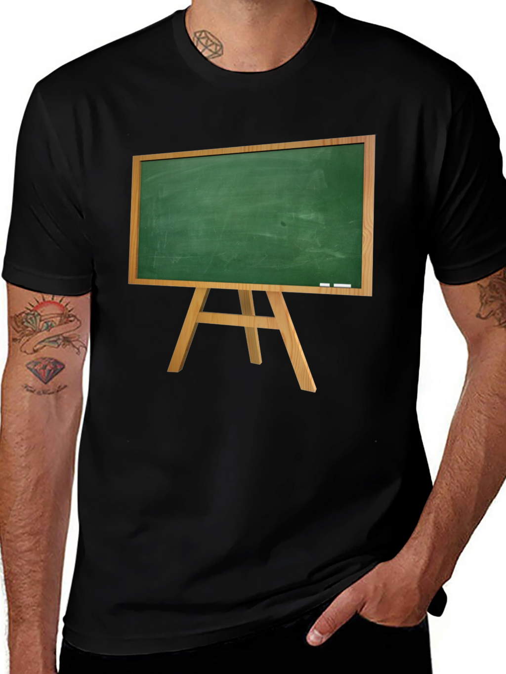 Novelty Chalkboard Graphic Tee - Black