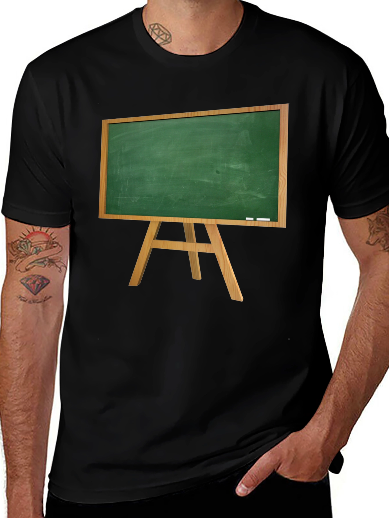 Novelty Chalkboard Graphic Tee - Black