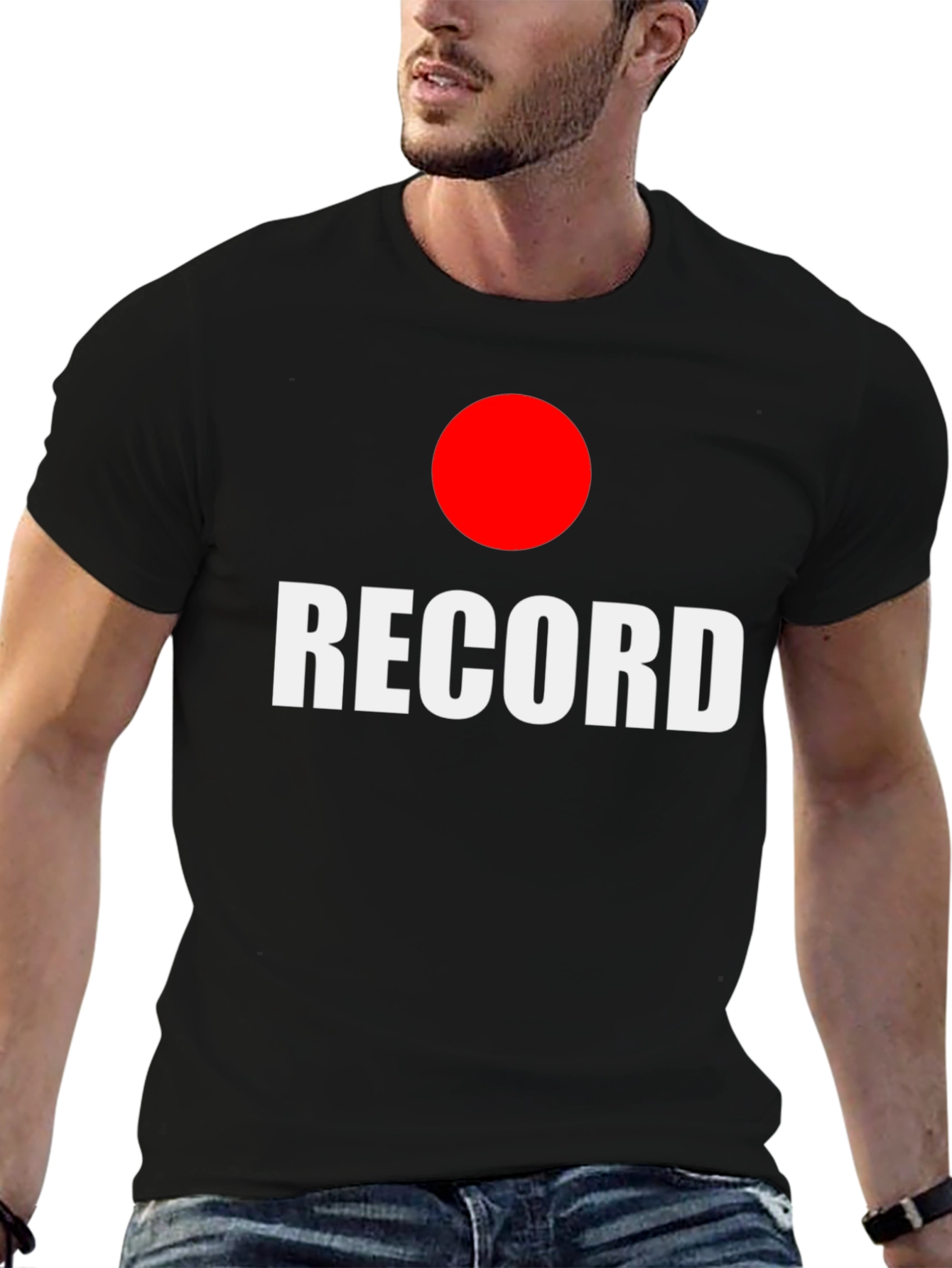 RECORD Graphic Tee -  Black T-Shirt