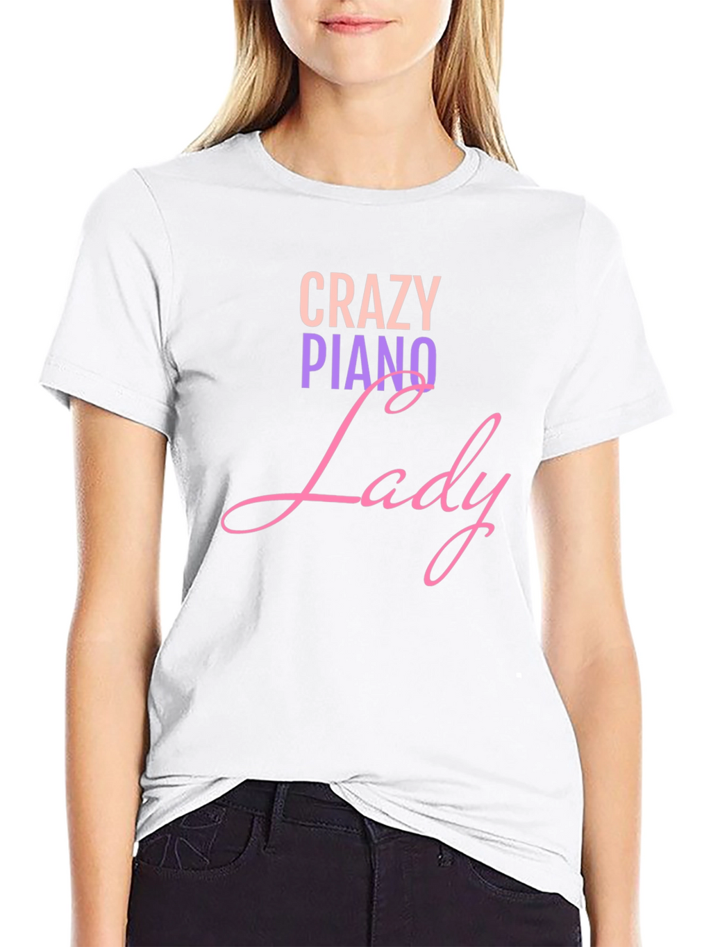Crazy Piano Lady T-Shirt - Black