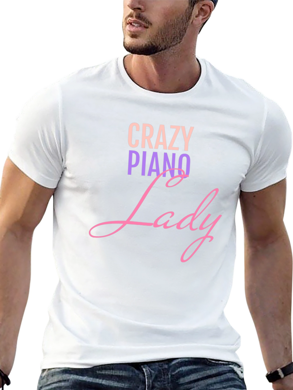 Crazy Piano Lady T-Shirt - Black