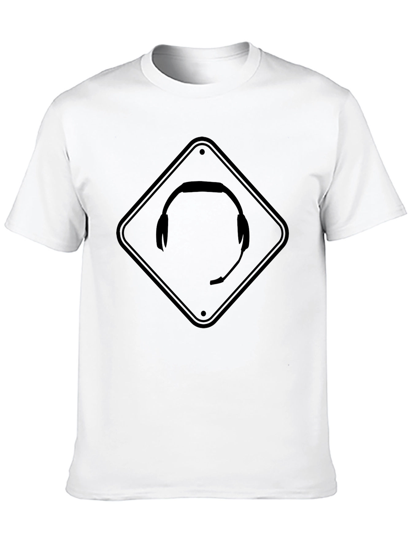 Gamer Headset Caution Sign Black T-Shirt