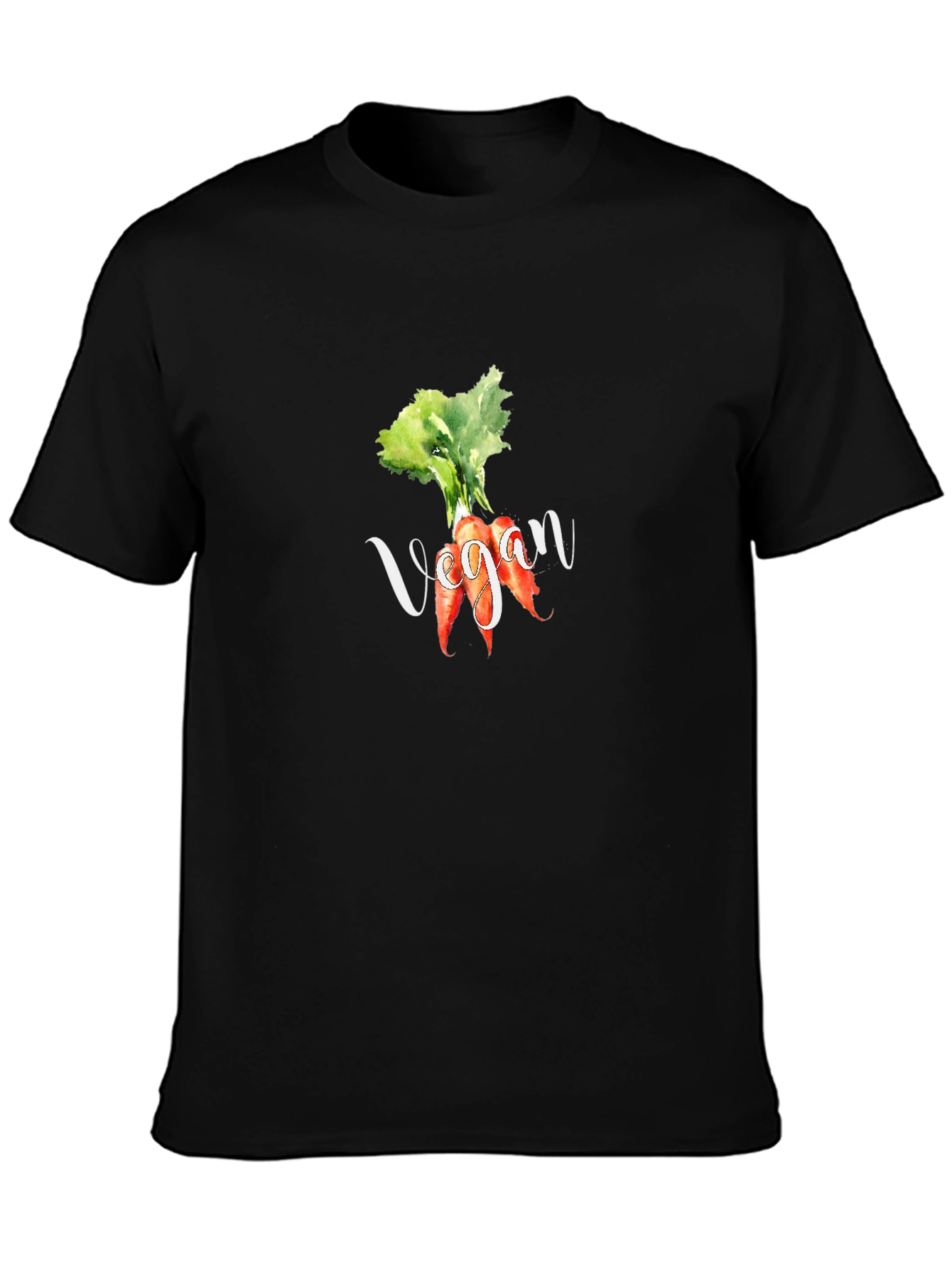 Vegan Carrot Graphic Tee - Black Cotton T-Shirt