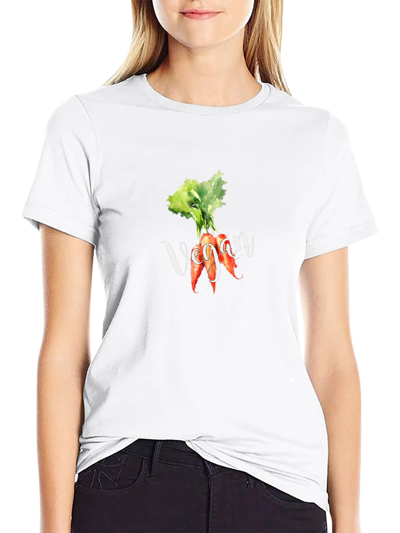 Vegan Carrot Graphic Tee - Black Cotton T-Shirt