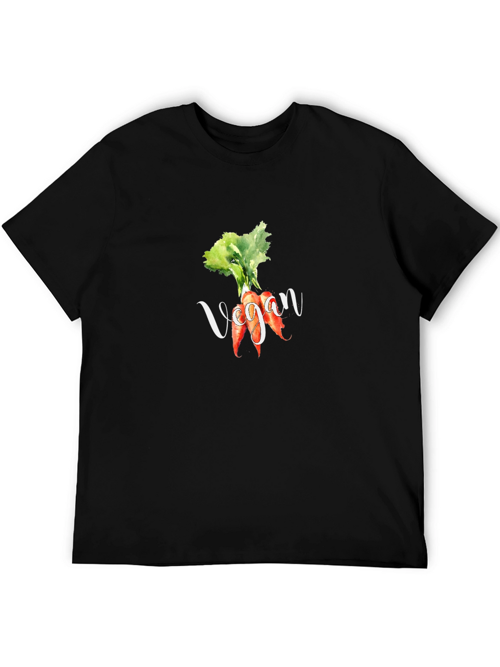 Vegan Carrot Graphic Tee - Black Cotton T-Shirt