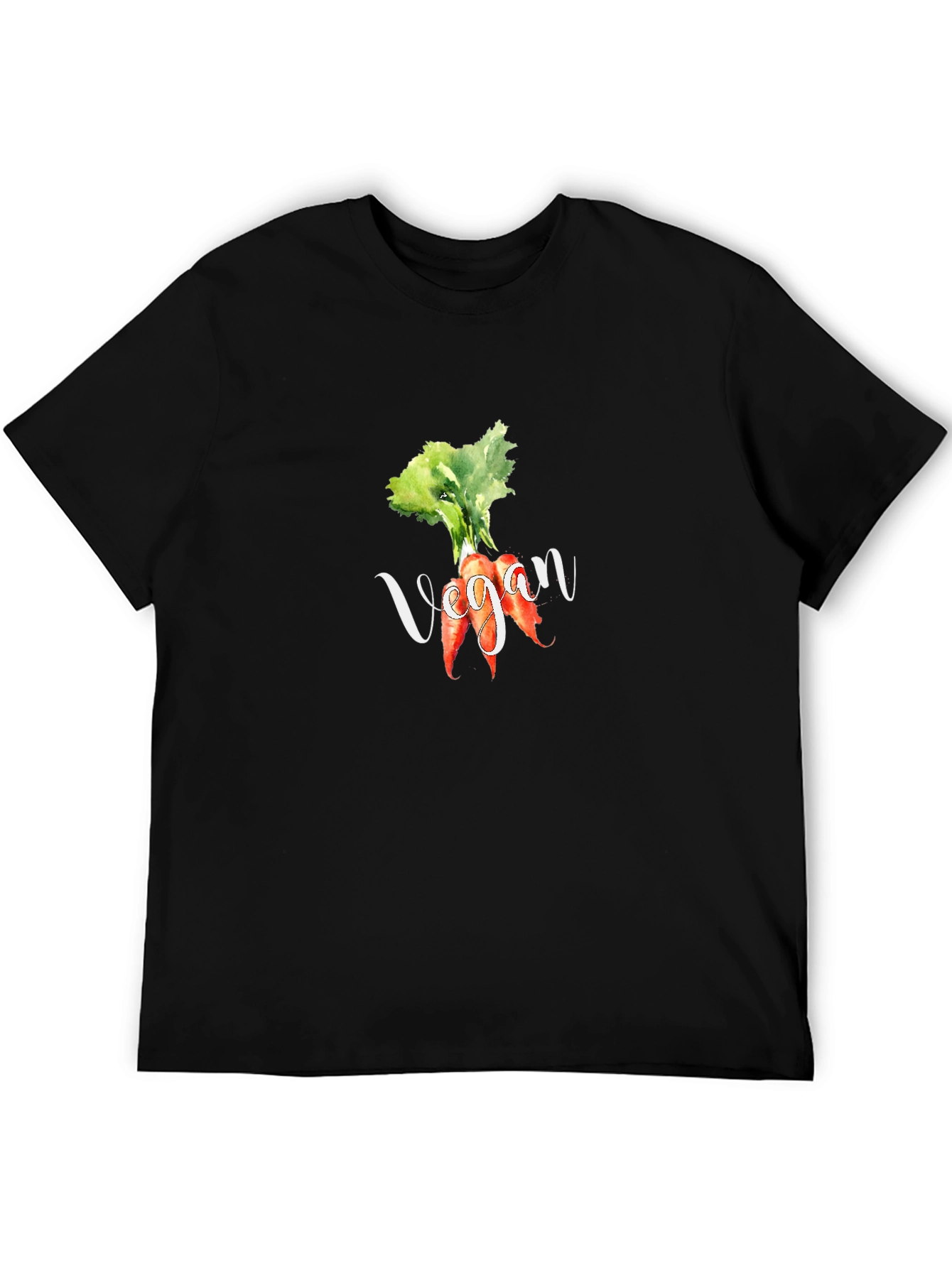 Vegan Carrot Graphic Tee - Black Cotton T-Shirt