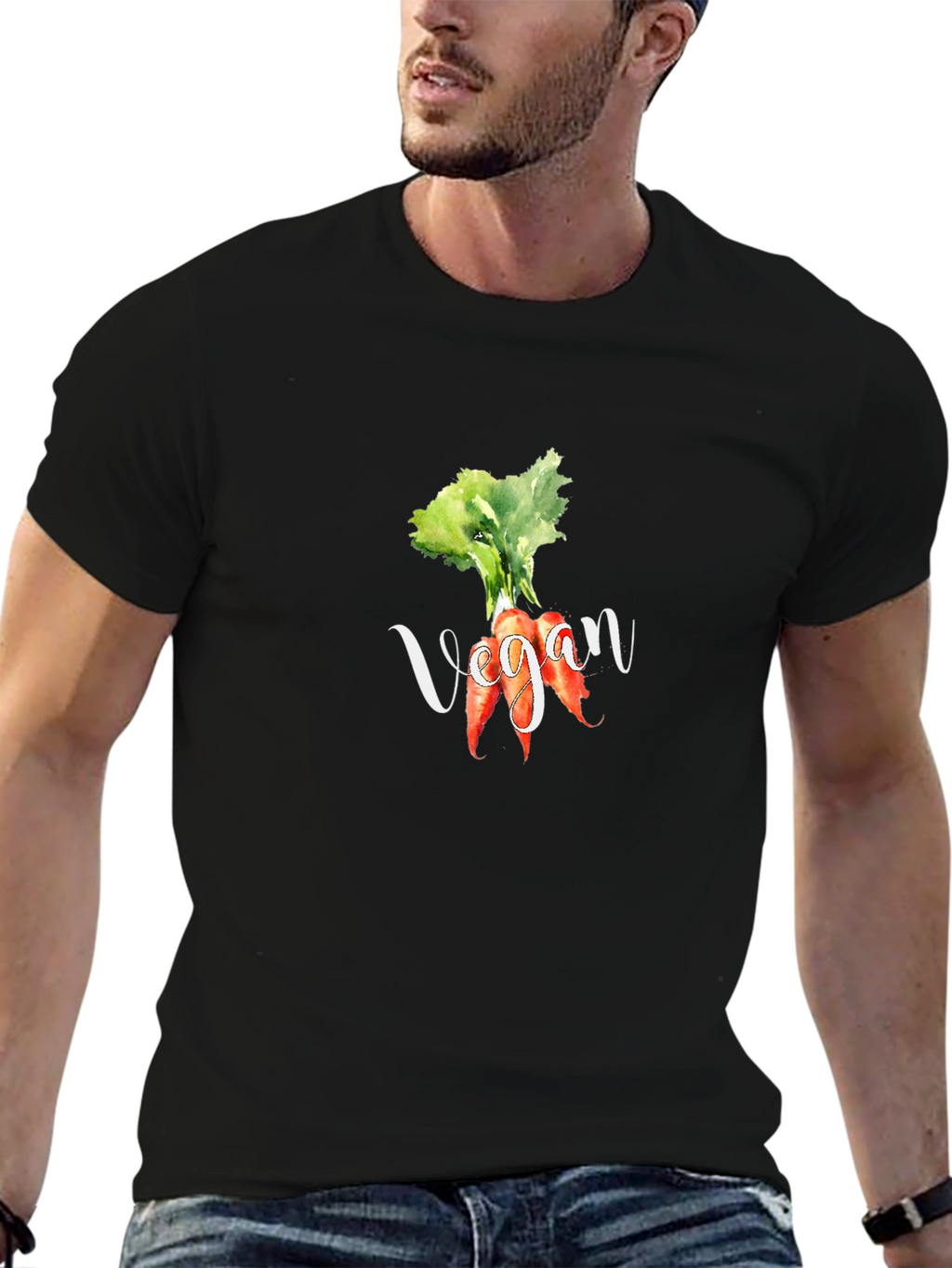 Vegan Carrot Graphic Tee - Black Cotton T-Shirt