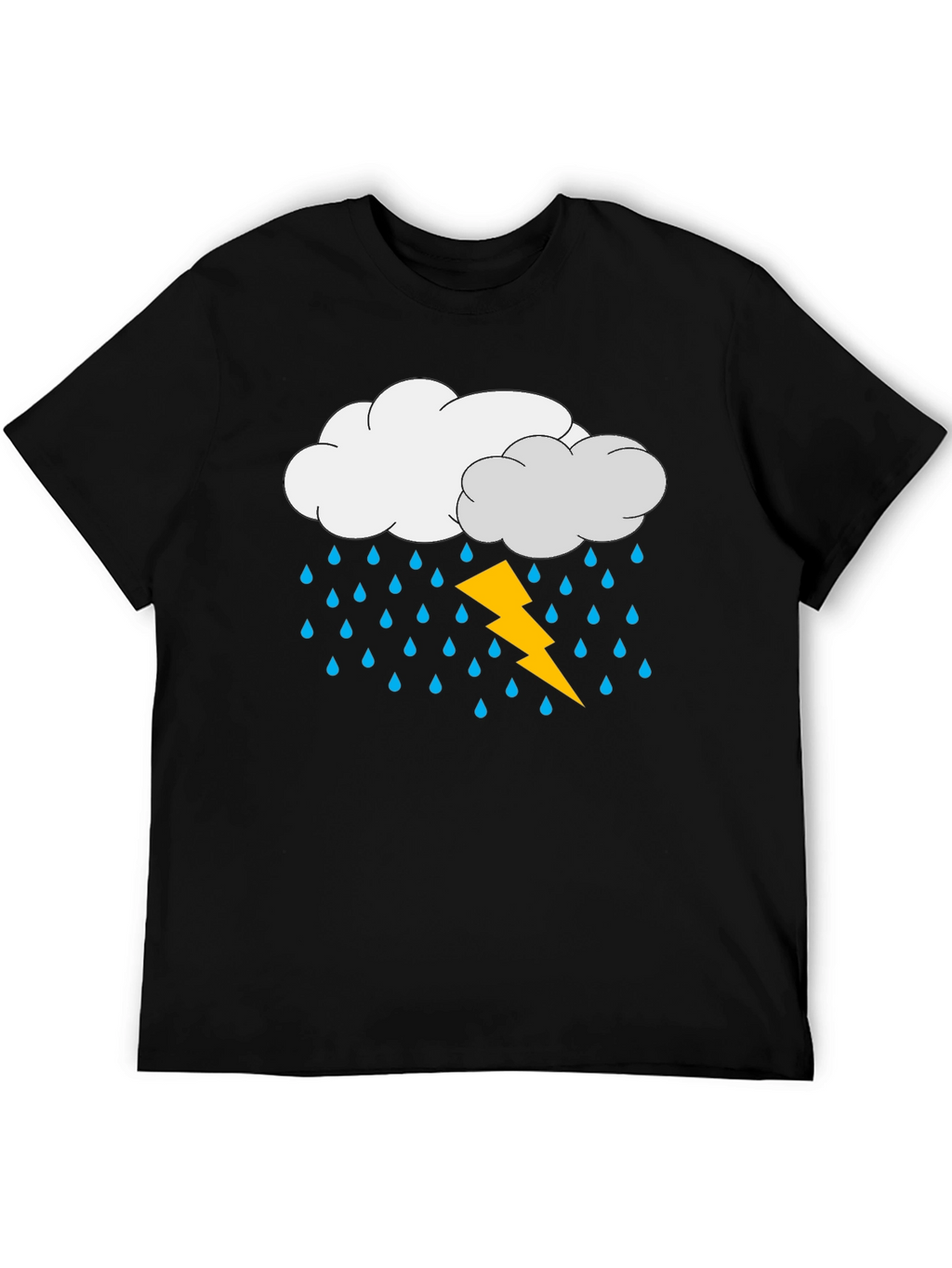 Rain Cloud & Lightning Graphic Black T-Shirt