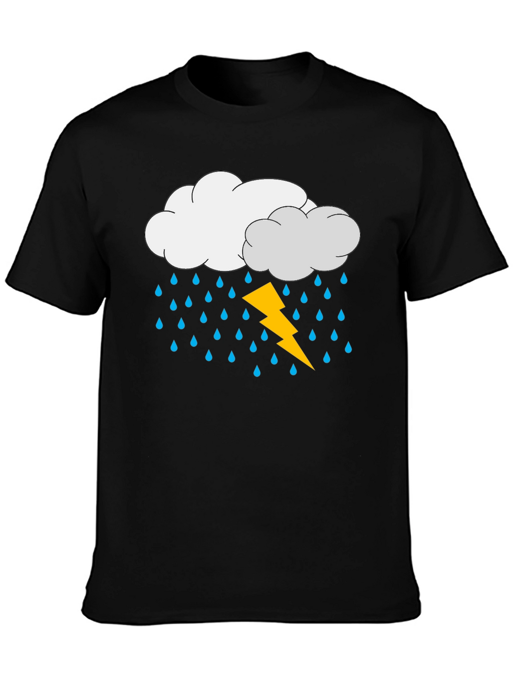 Rain Cloud & Lightning Graphic Black T-Shirt