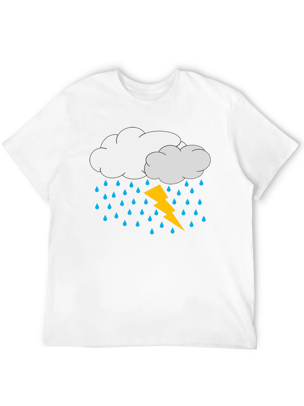 Rain Cloud & Lightning Graphic Black T-Shirt