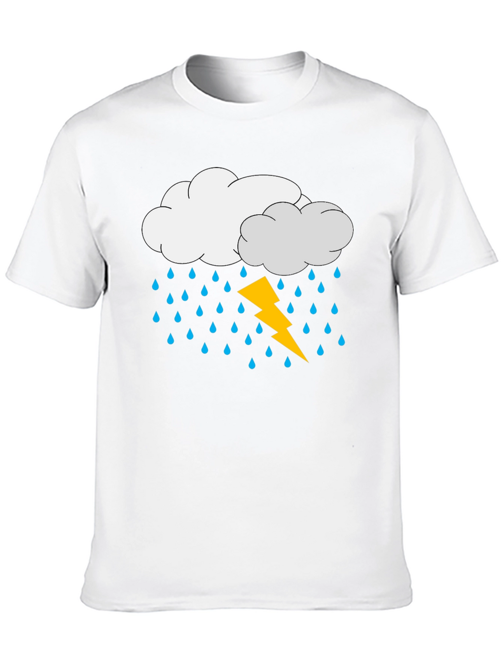 Rain Cloud & Lightning Graphic Black T-Shirt