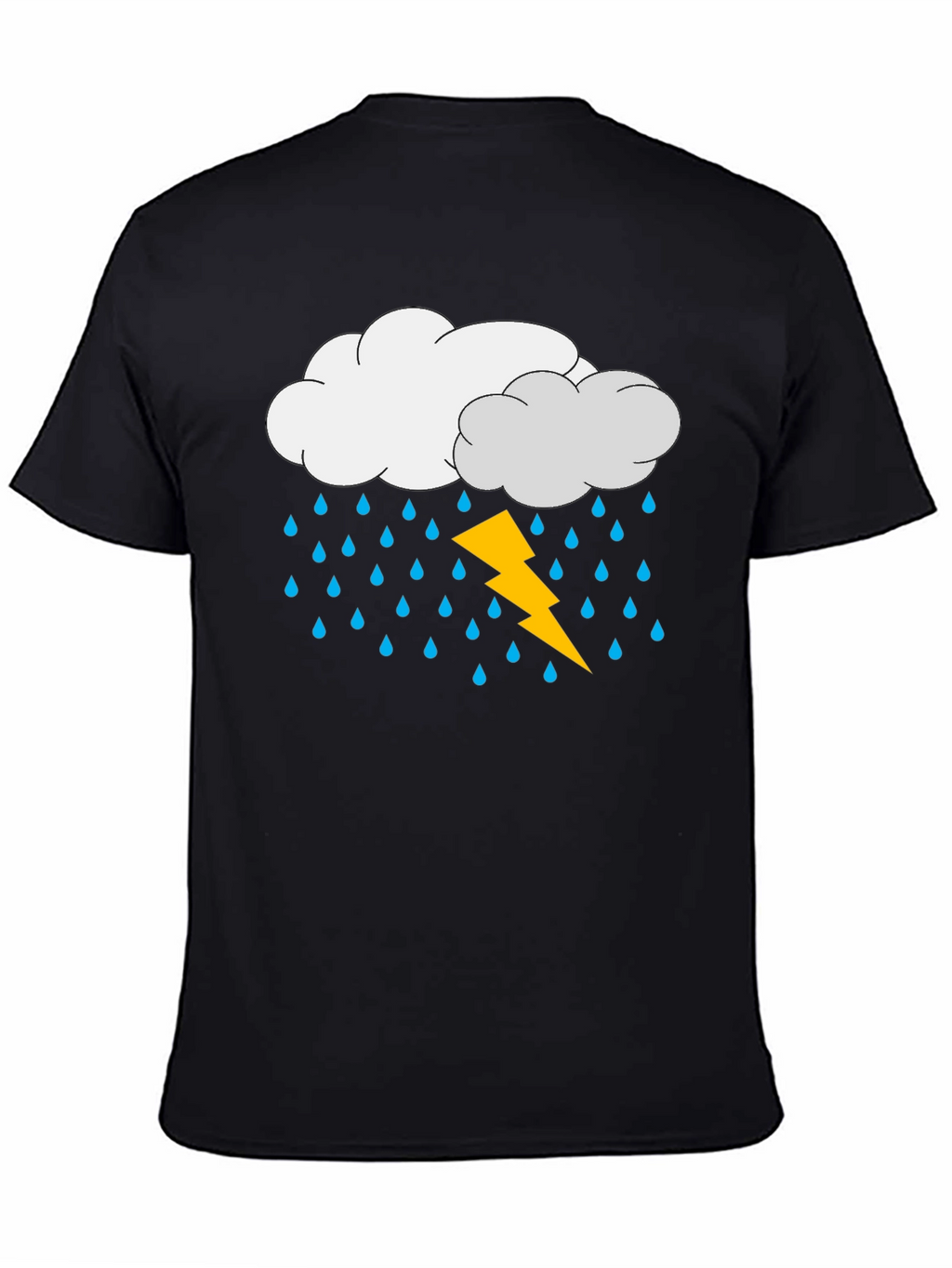 Rain Cloud & Lightning Graphic Black T-Shirt