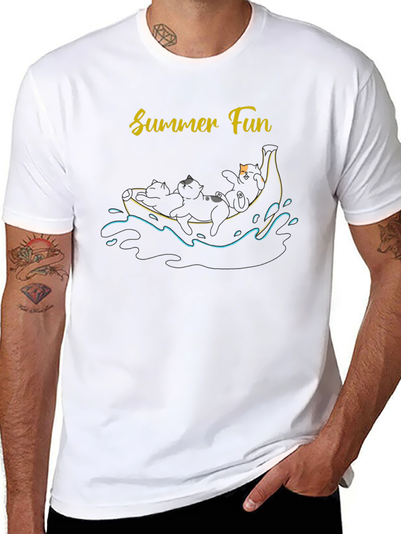 Summer Fun Cats Banana Boat Graphic Tee