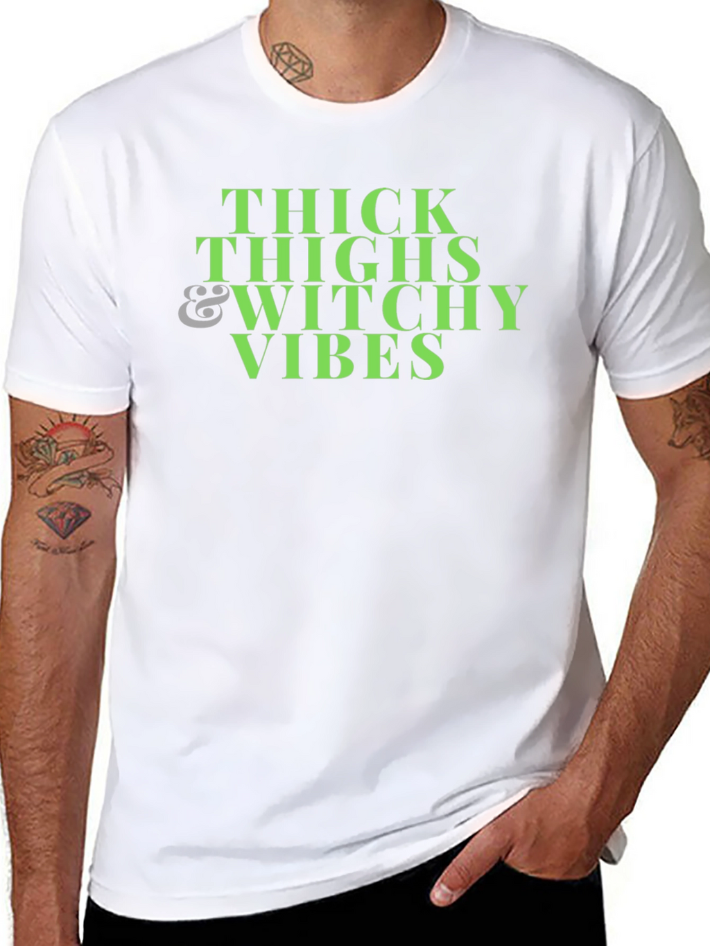 Thick Thighs Witchy Vibes Black T-Shirt