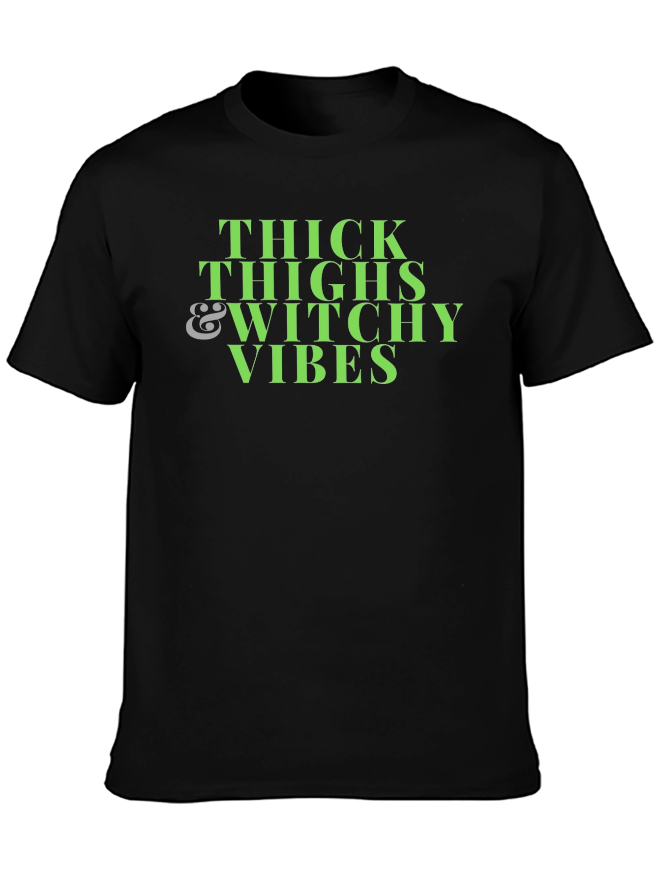 Thick Thighs Witchy Vibes Black T-Shirt