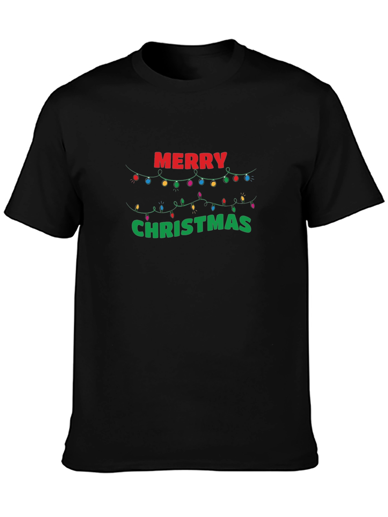 Merry Christmas Lights Graphic T-Shirt - Holiday Tee