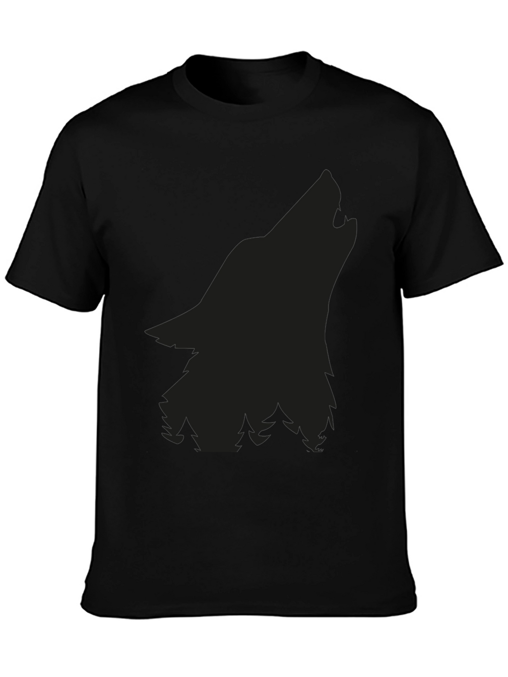 Wolf Silhouette Graphic Tee - Black Cotton Comfort