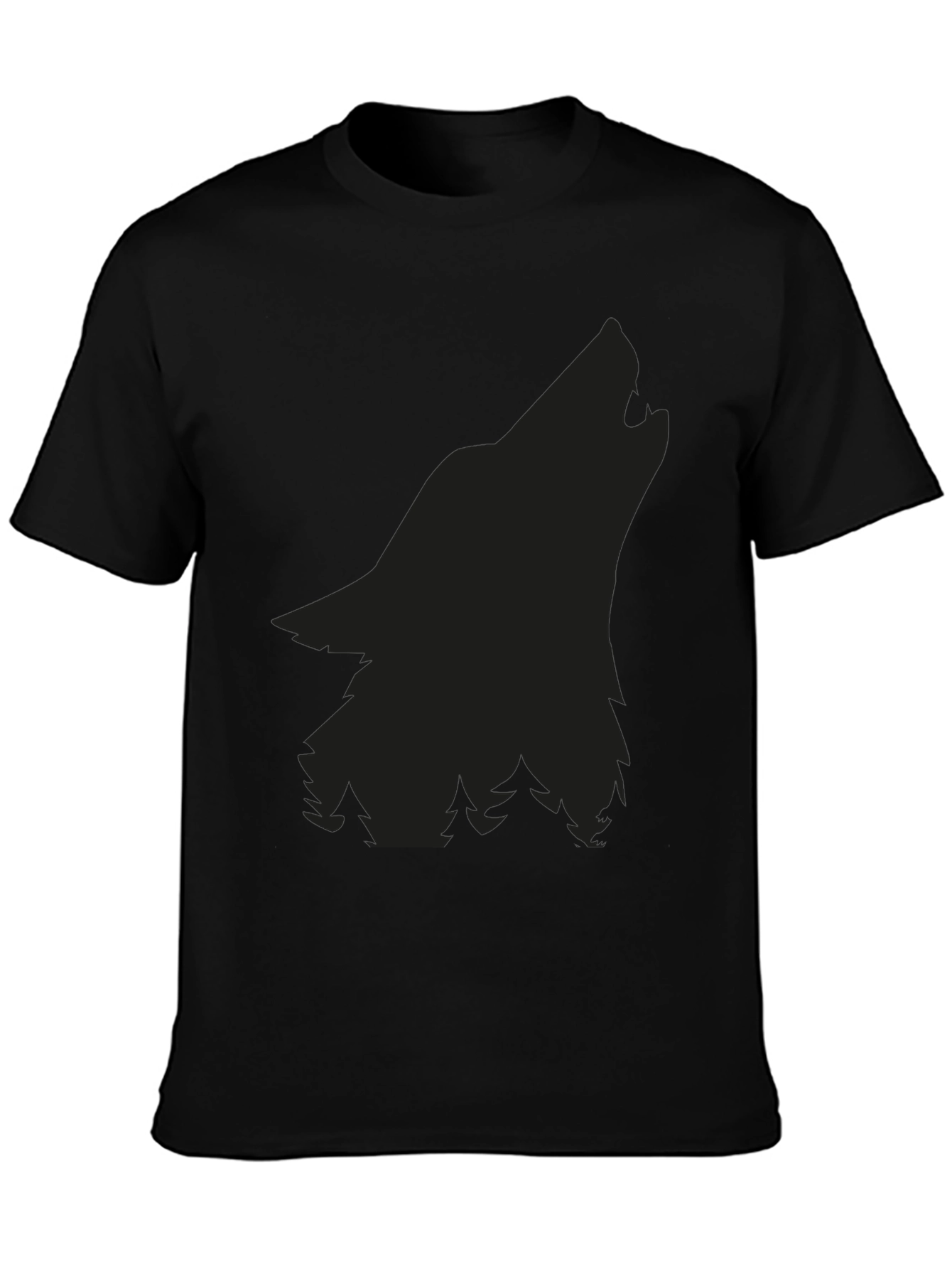 Wolf Silhouette Graphic Tee - Black Cotton Comfort