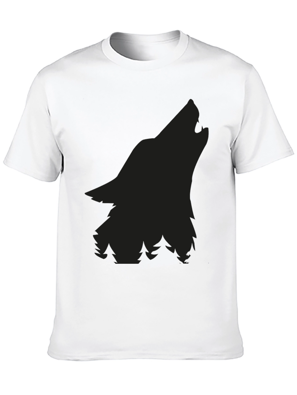 Wolf Silhouette Graphic Tee - Black Cotton Comfort