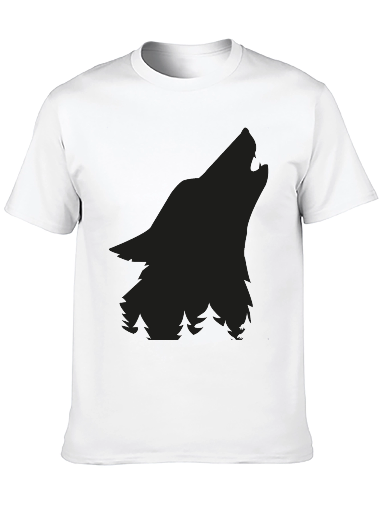 Wolf Silhouette Graphic Tee - Black Cotton Comfort