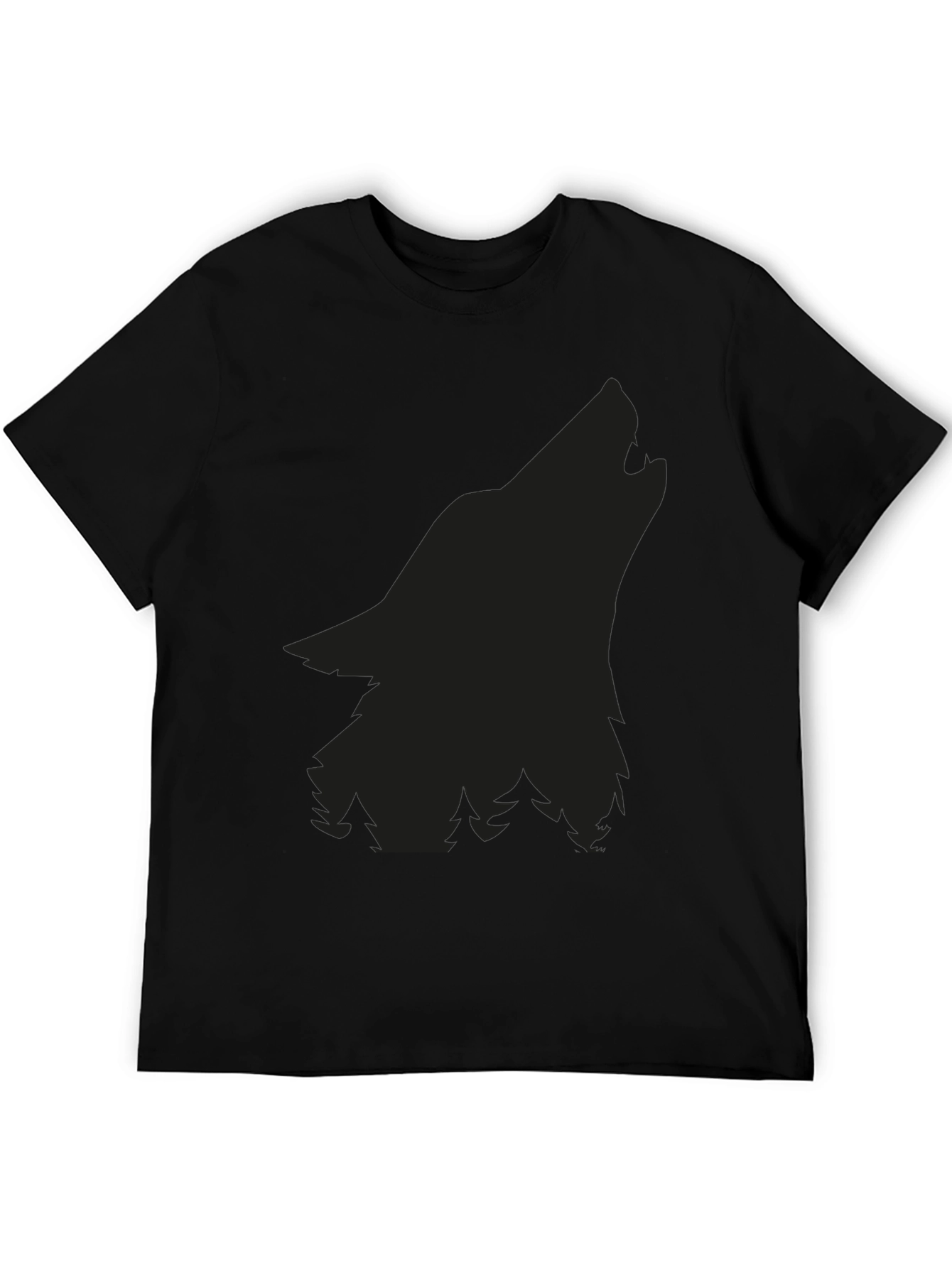 Wolf Silhouette Graphic Tee - Black Cotton Comfort