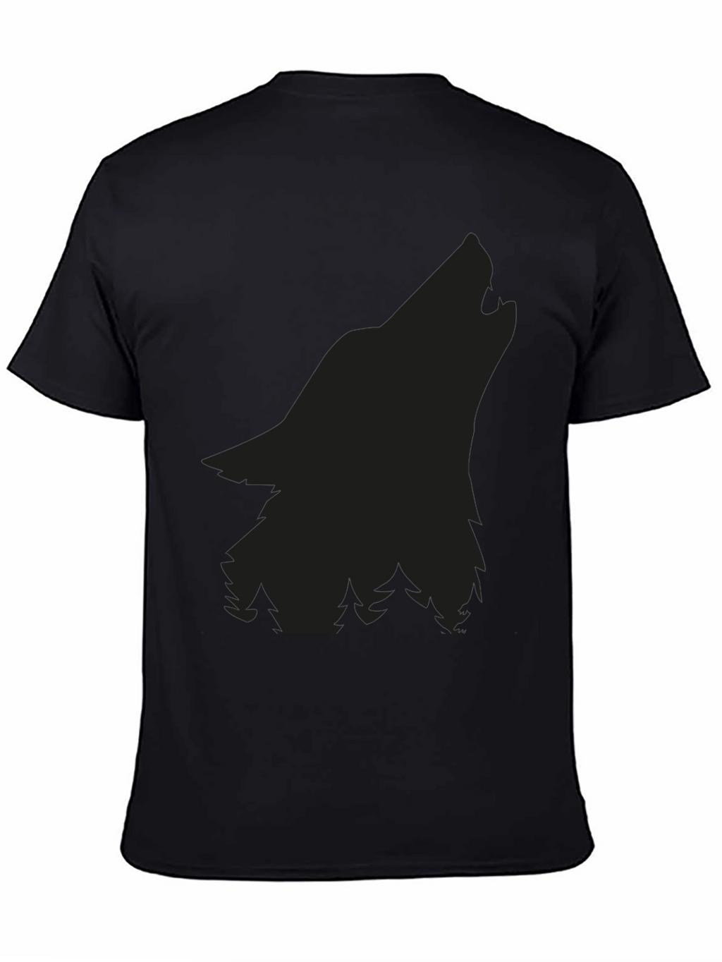 Wolf Silhouette Graphic Tee - Black Cotton Comfort