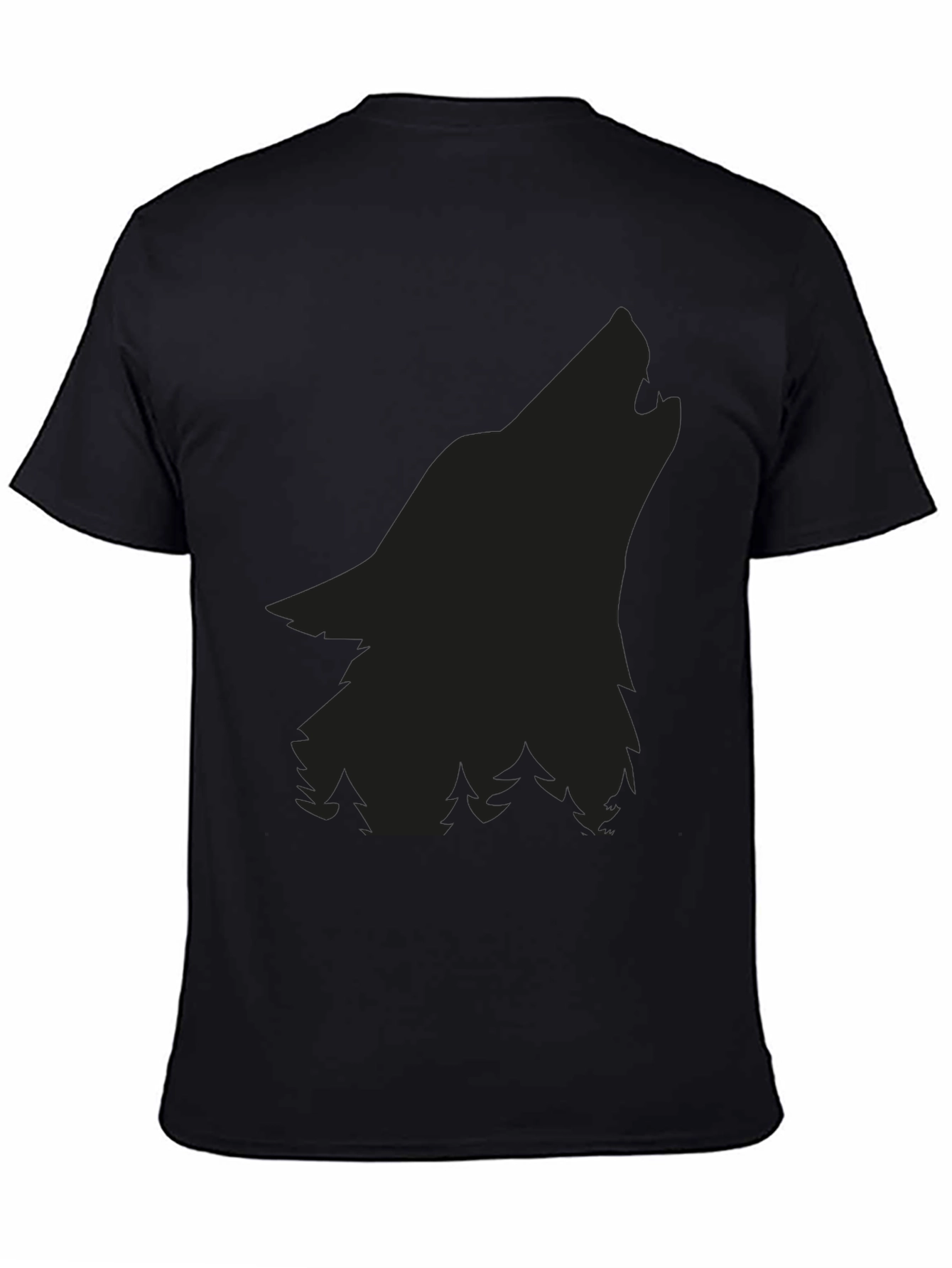 Wolf Silhouette Graphic Tee - Black Cotton Comfort