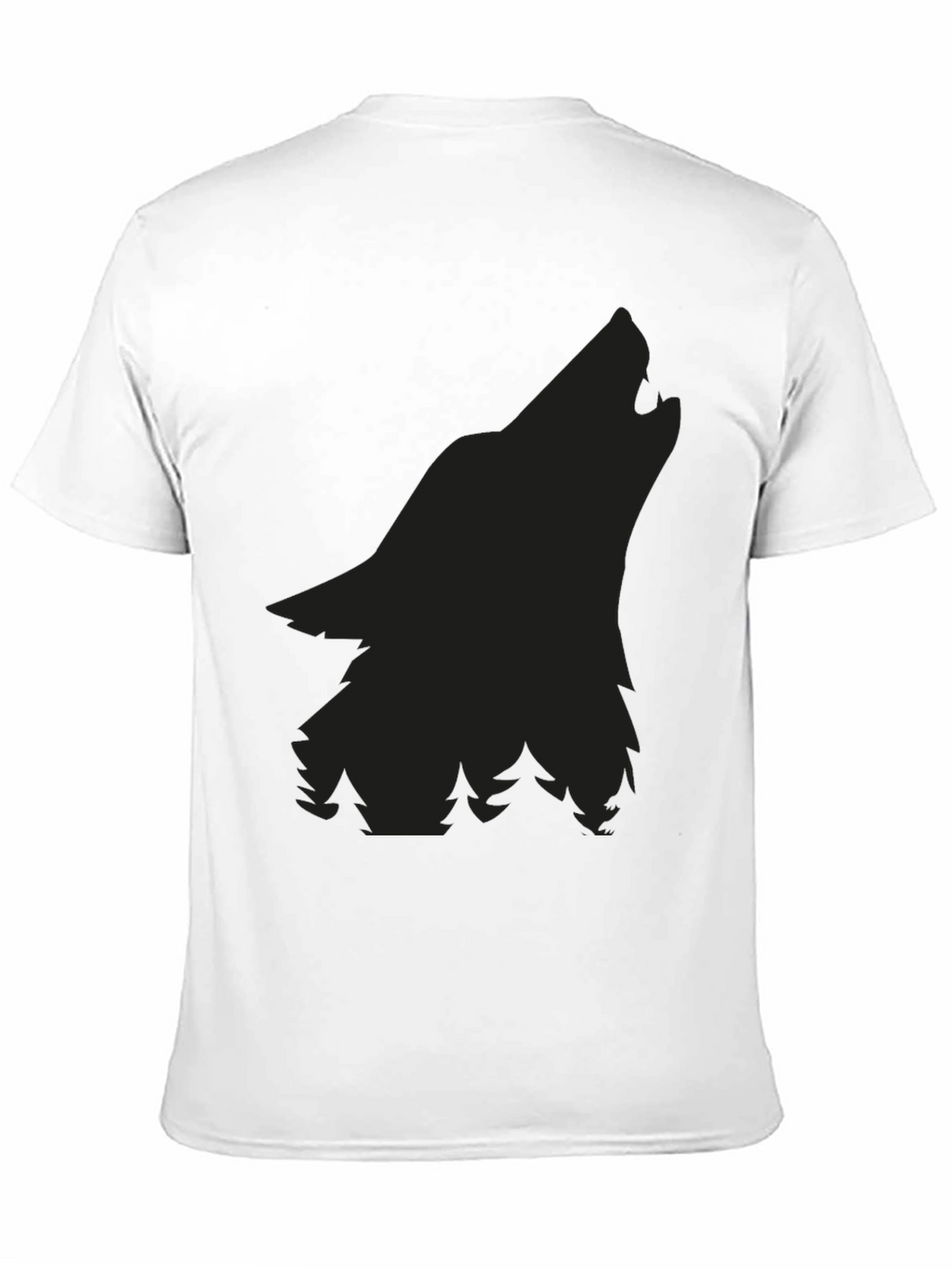 Wolf Silhouette Graphic Tee - Black Cotton Comfort