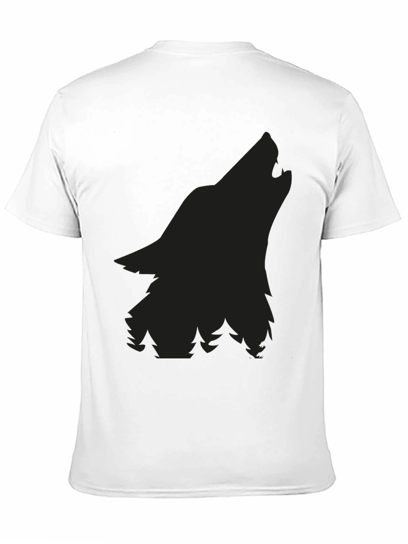 Wolf Silhouette Graphic Tee - Black Cotton Comfort