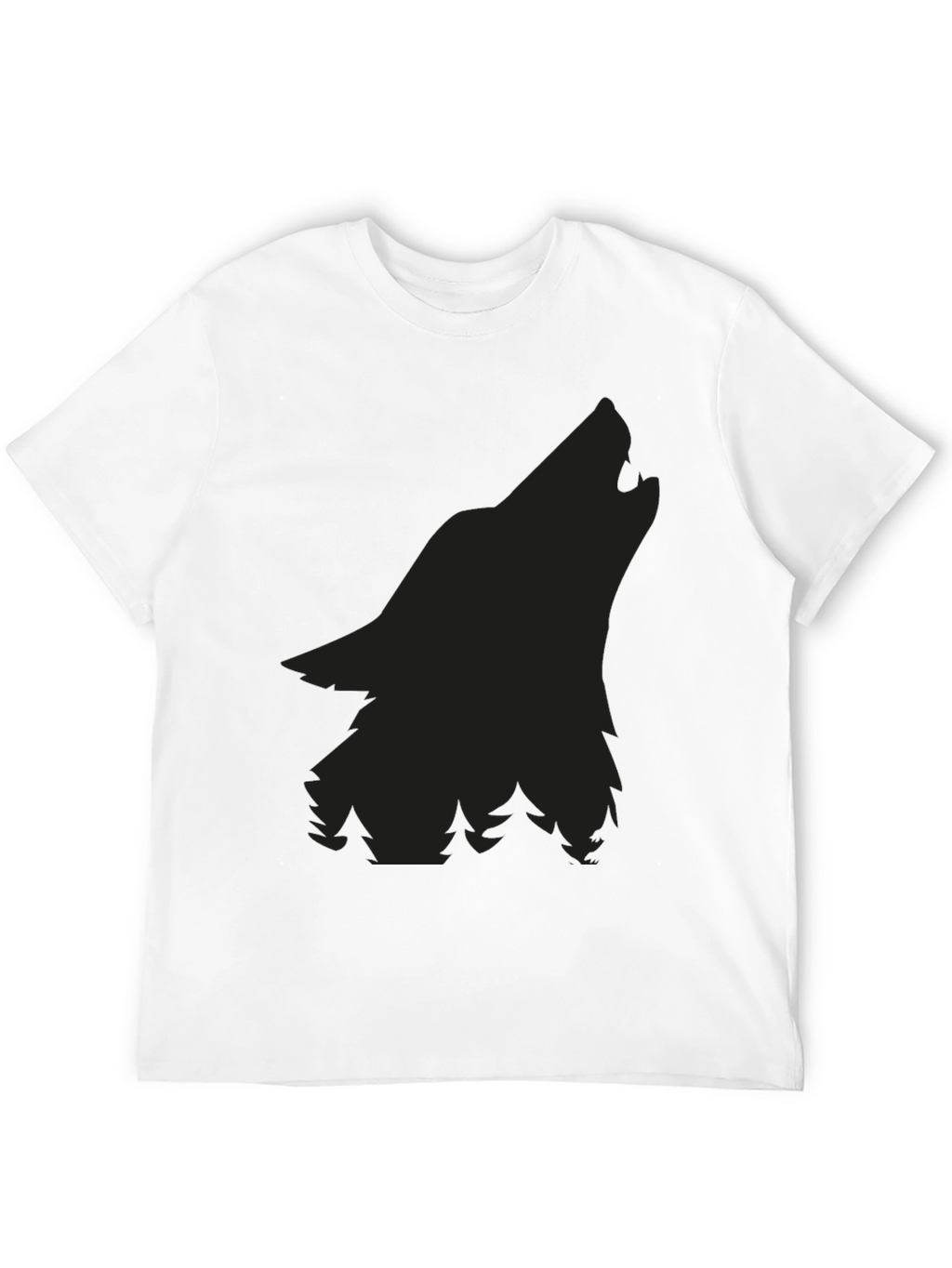 Wolf Silhouette Graphic Tee - Black Cotton Comfort
