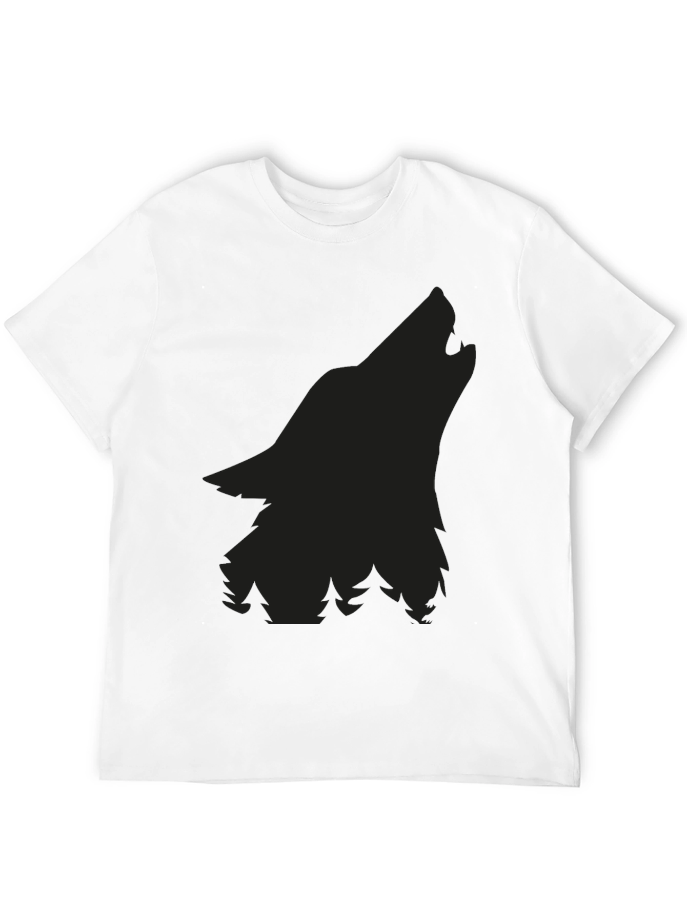 Wolf Silhouette Graphic Tee - Black Cotton Comfort