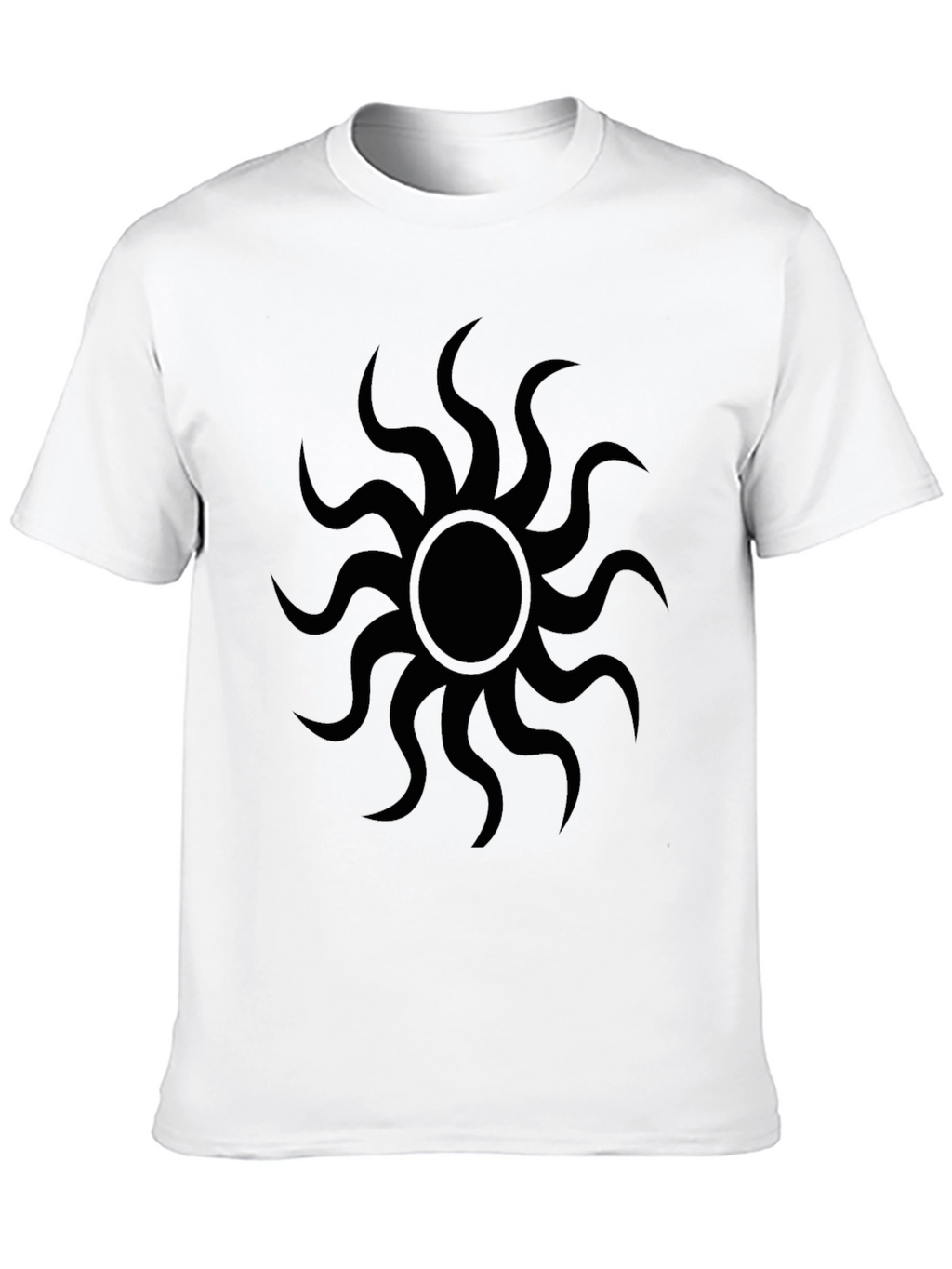 Black Graphic Tee - Sunburst Design Casual Wear