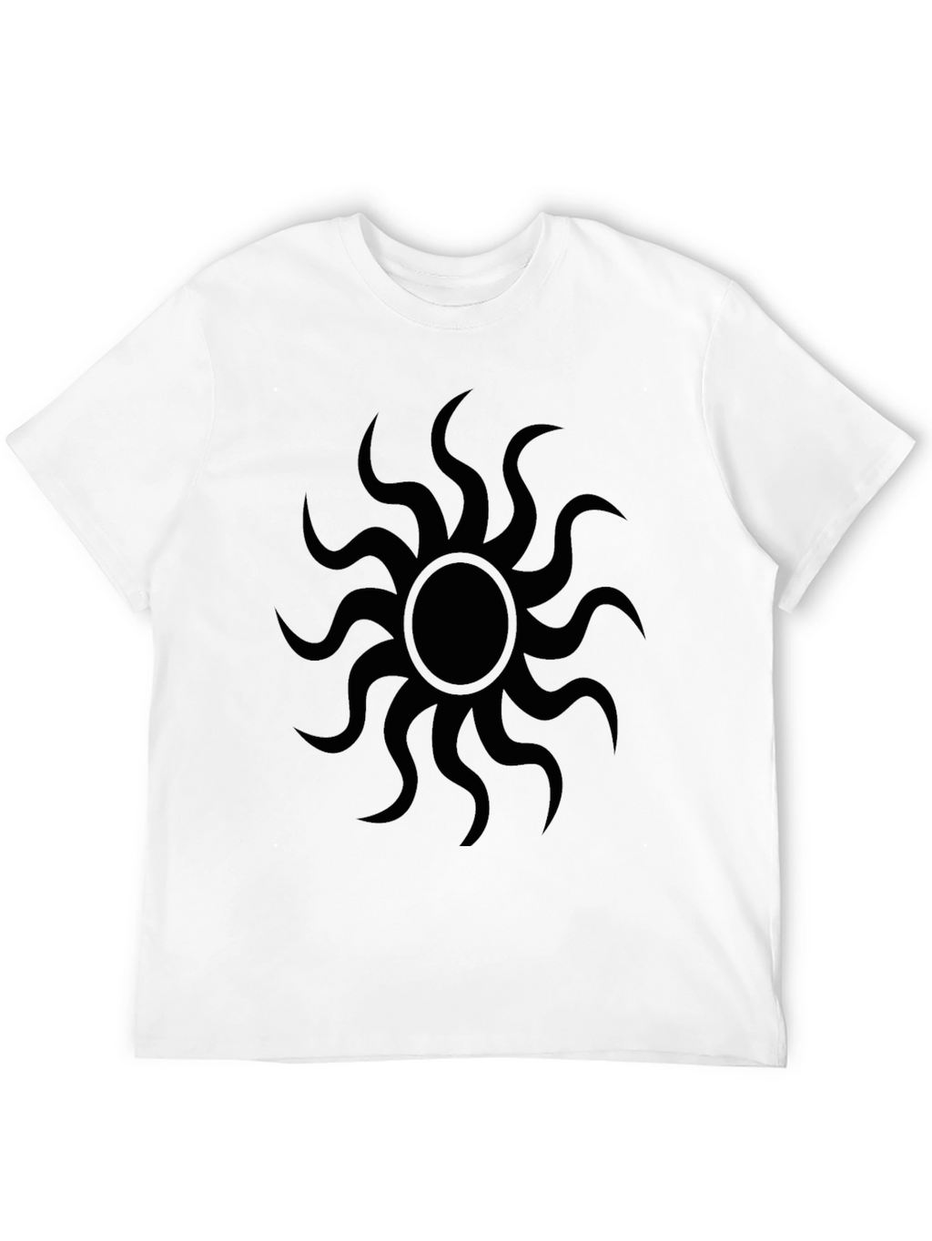 Black Graphic Tee - Sunburst Design Casual Wear