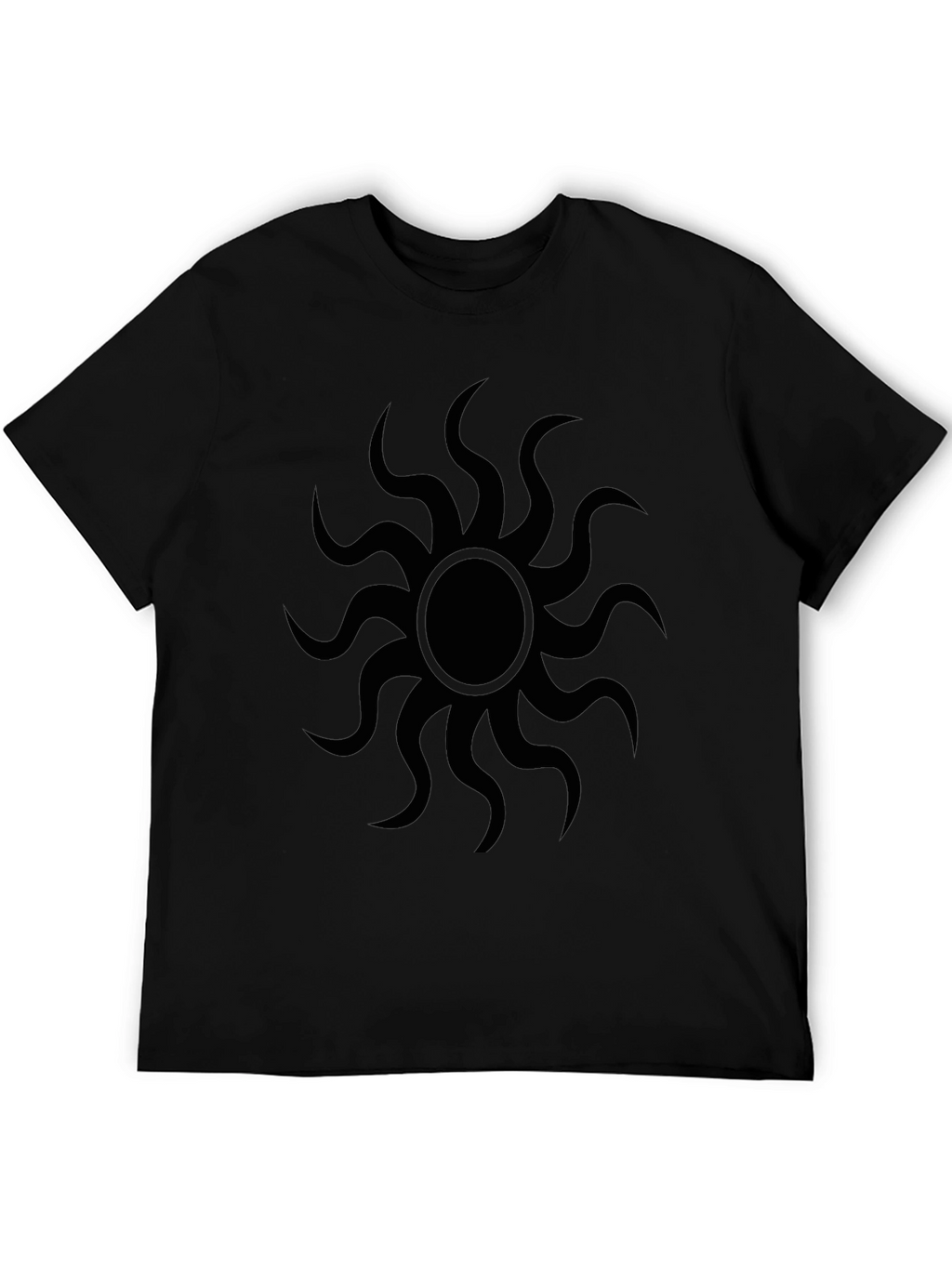 Black Graphic Tee - Sunburst Design Casual Wear