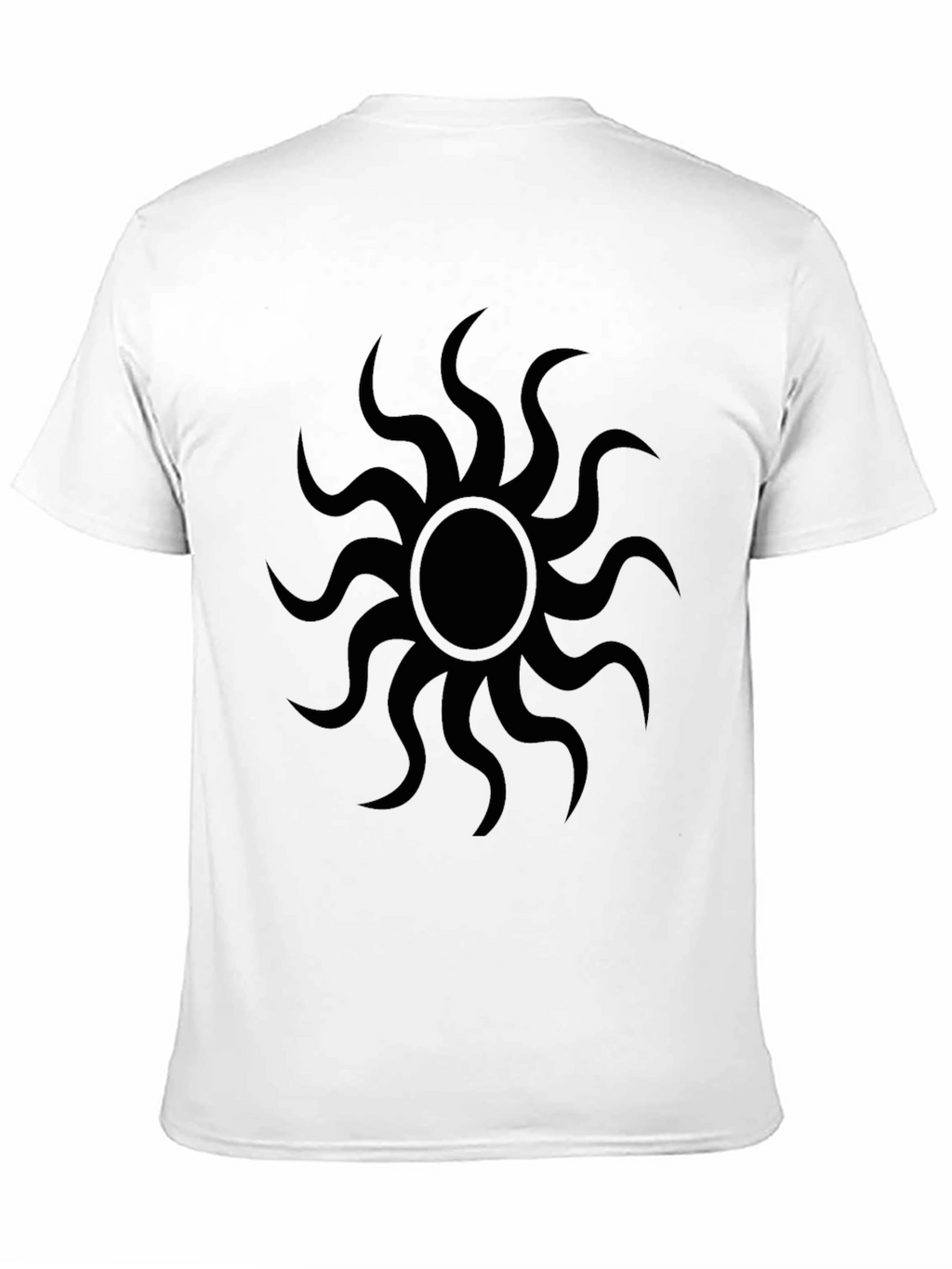 Black Graphic Tee - Sunburst Design Casual Wear