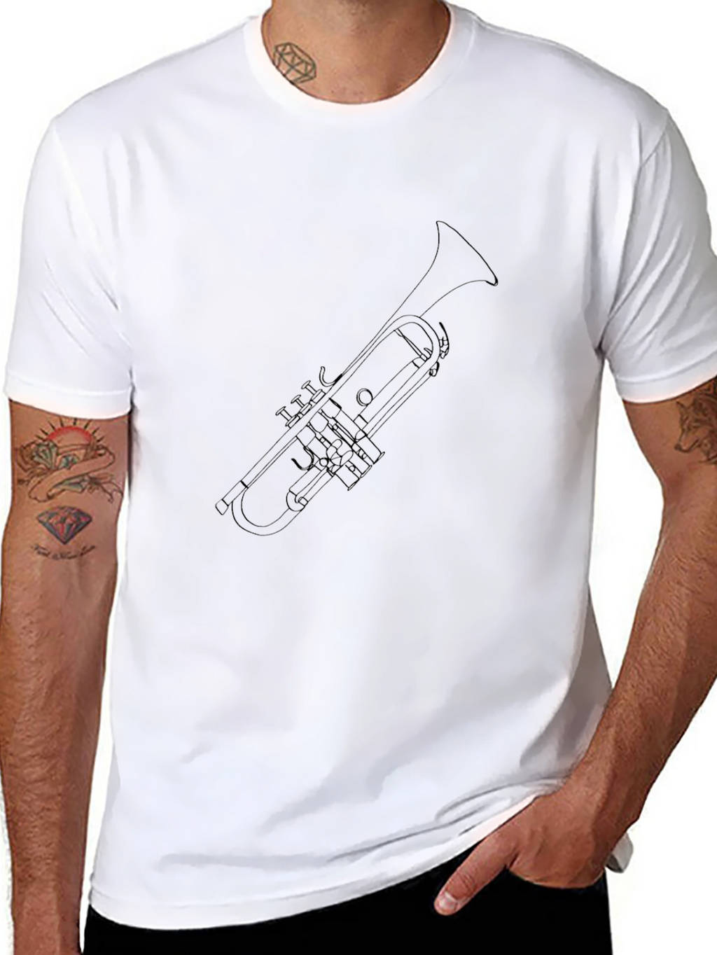 Trumpet Outline Black T-Shirt
