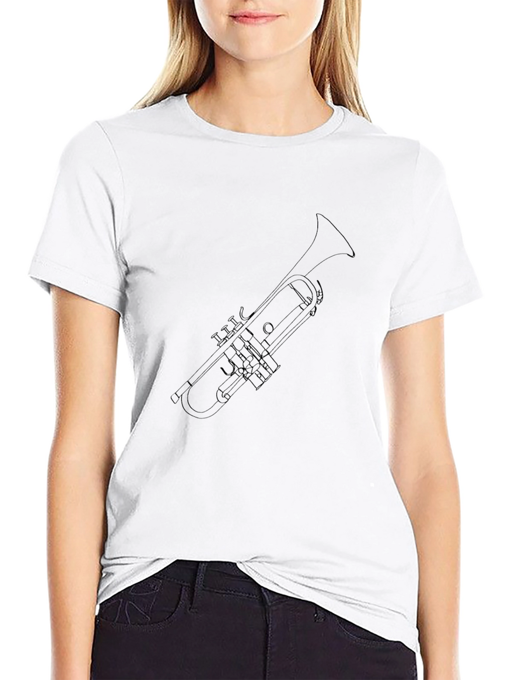 Trumpet Outline Black T-Shirt